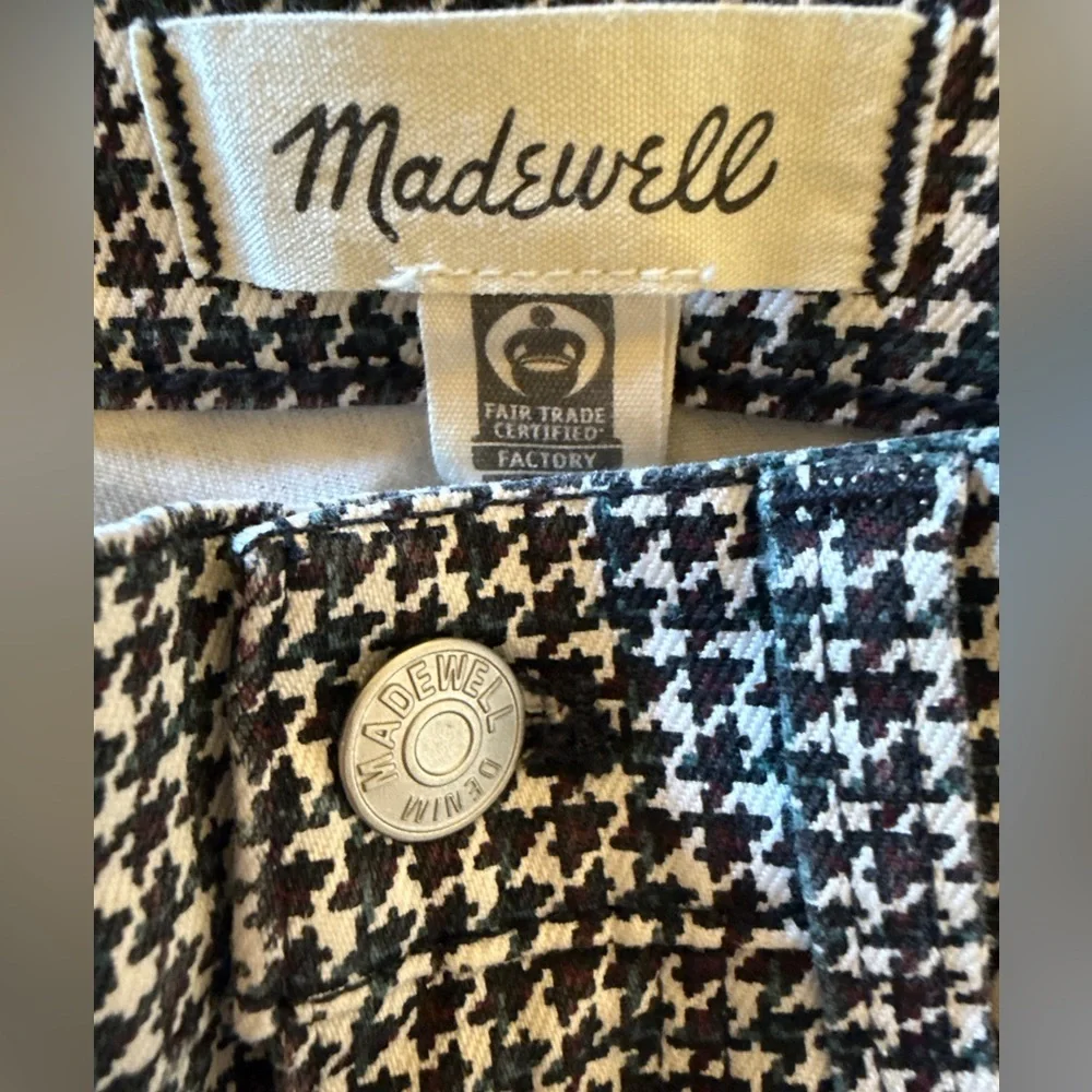 Madewell Green and Burgundy Houndstooth Pants - Picture 3 of 6